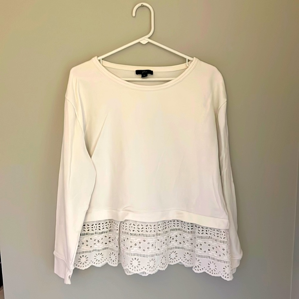 J. Crew Eyelet Detail Knit Sweatshirt